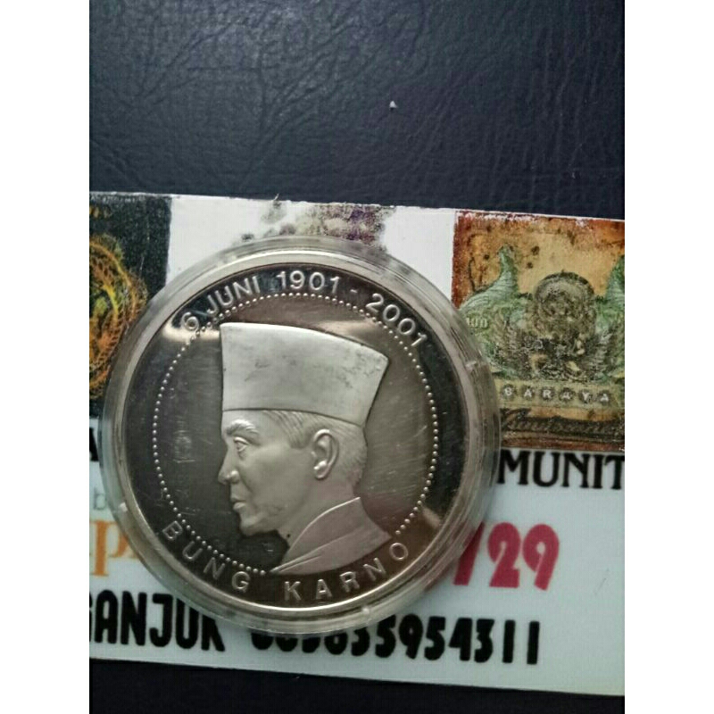 Koin silver proff 500 liras gambar pak soekarno