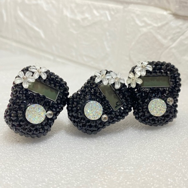 Tasbih digital swarovski full blink hitam bunga