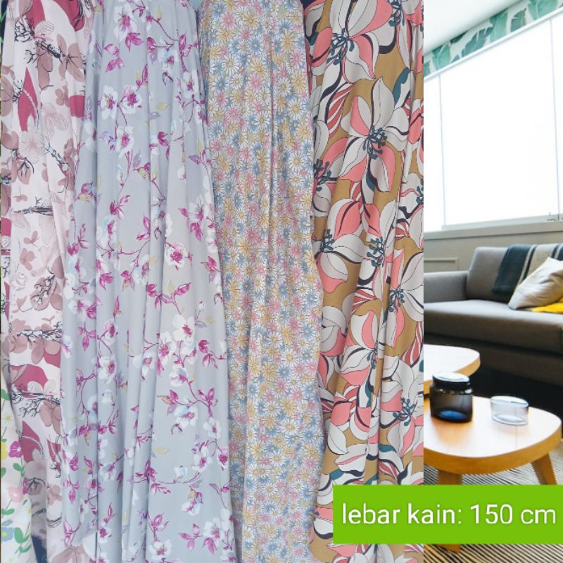 kain katun rayon viscose premium motif meteran, bahan katun rayon, daster, piyama