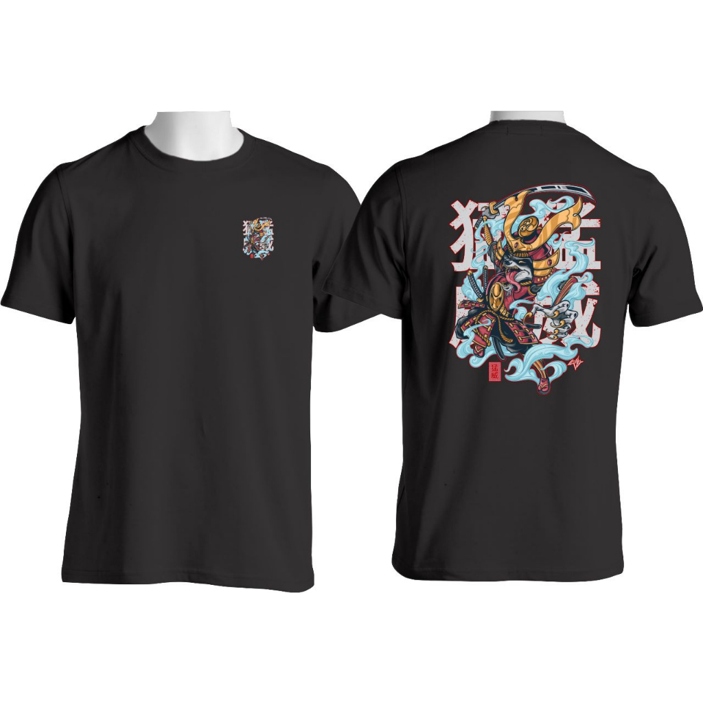 Baju Kaos Distro Pria/Wanita Samurai Panda Lengan Pendek/Panjang