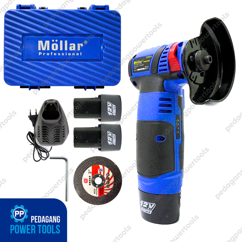 MOLLAR CAG12130 Mesin Gerinda 3&quot; Baterai 12V Cordless Angle Grinder