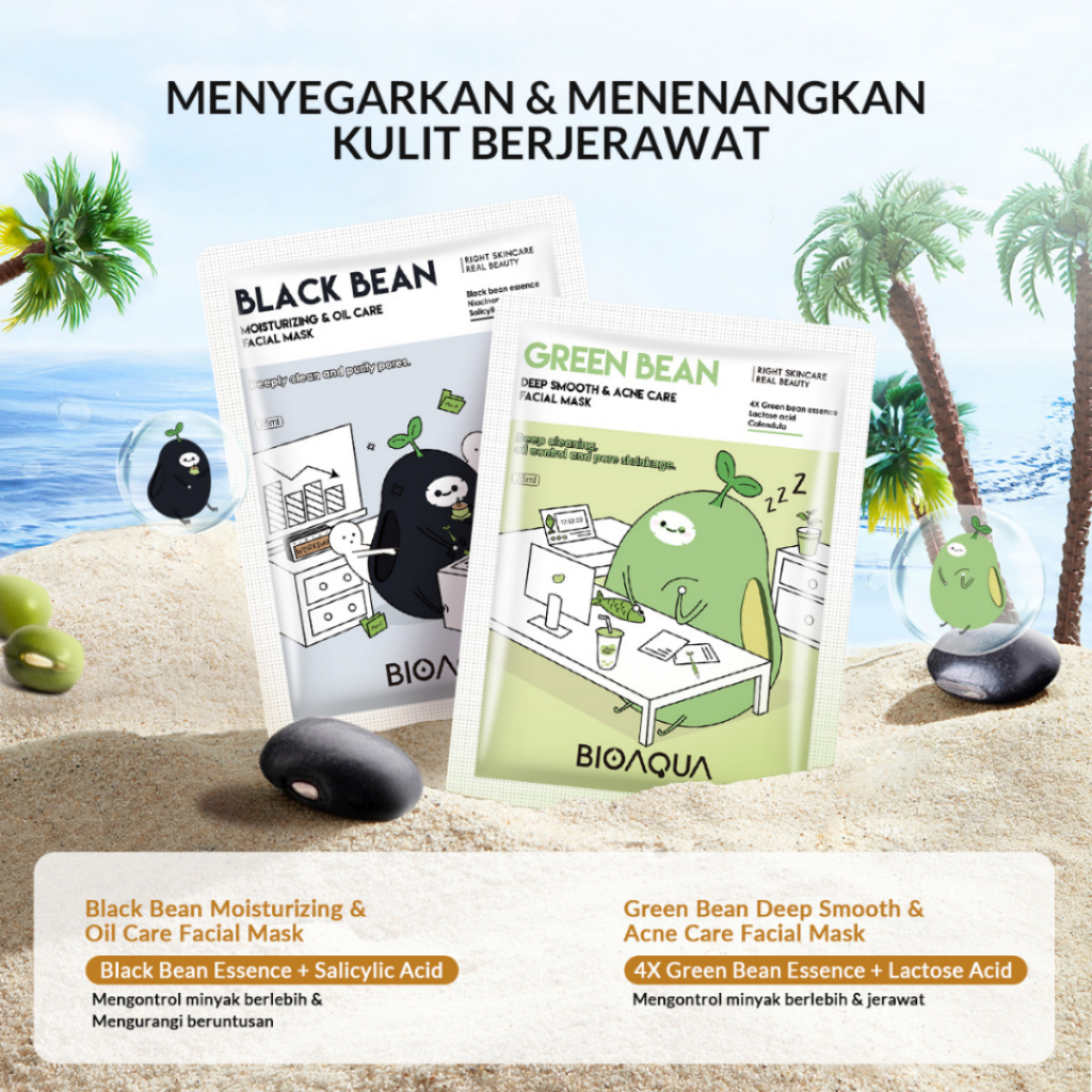 [ SATUAN ] BIOAQUA Masker Wajah Cereal Sheet Mask Biji Buah Face Mask - Bioqua Brightening Moisturizing Skin Care