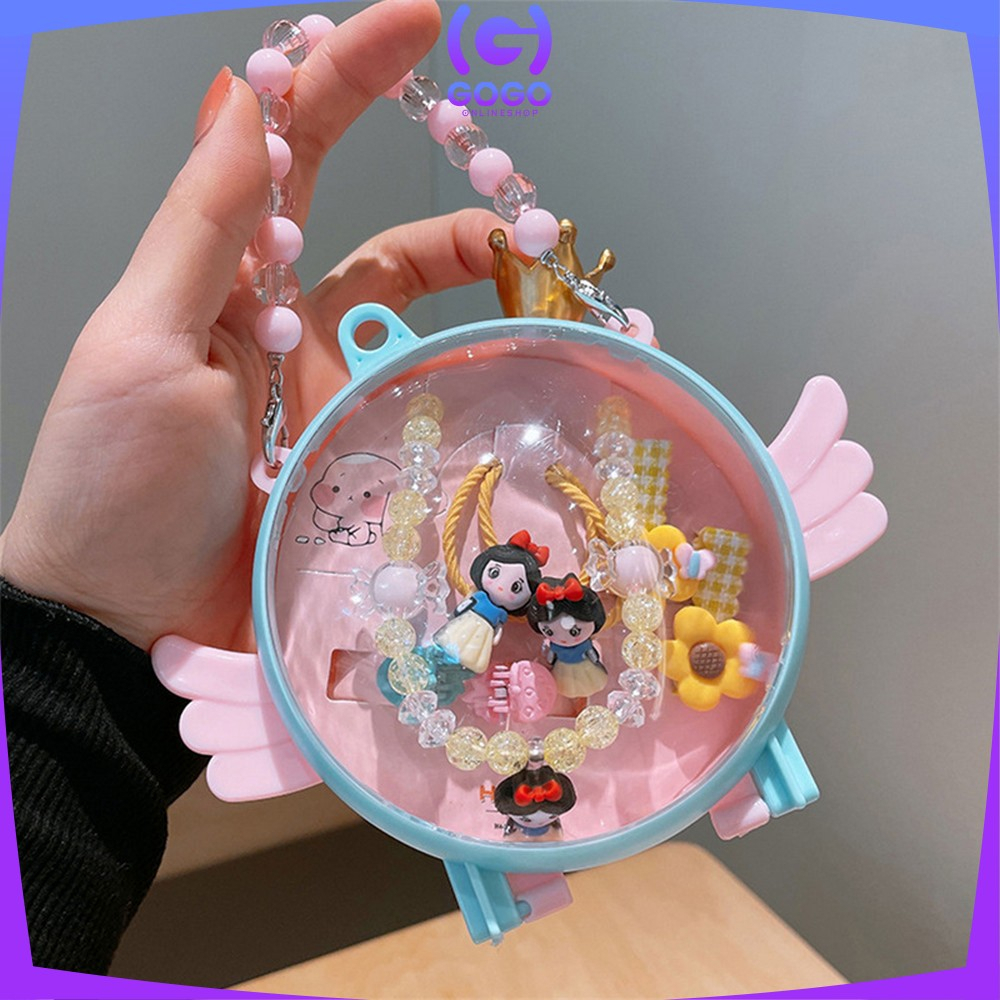 GOGO-C876 Gift Box Set Aksesoris Perhiasan Kalung Ikat Rambut Anak Perempuan Motif Kartun / Set Jepitan Rambut Karakter Hair Clip Kado Ultah Anak / Gift Box Kids Import