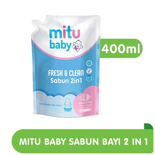 [SABUN MANDI | SHAMPOO BAYI] [400ML] [REFILL] [BPOM] Mitu Baby Sabun 2in1 | Milk Bath | Shampoo Fresh &amp; Clean 400 ml | Shampo Bayi_Cerianti