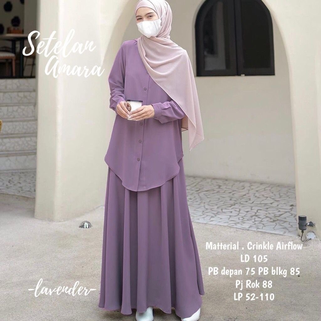 SETELAN WANITA AMARA SET BAHAN CRINKLE AIRFLOW MOTIF POLOS LD 100 - 120 CM PB 75 CM LP 52 - 110 CM PJ ROK 88 CM SETELAN WANITA KEKINIAN // ONE SET WANITA KOREAN STYLE KEKINIAN  // SETELAN WANITA TERBARU 2023