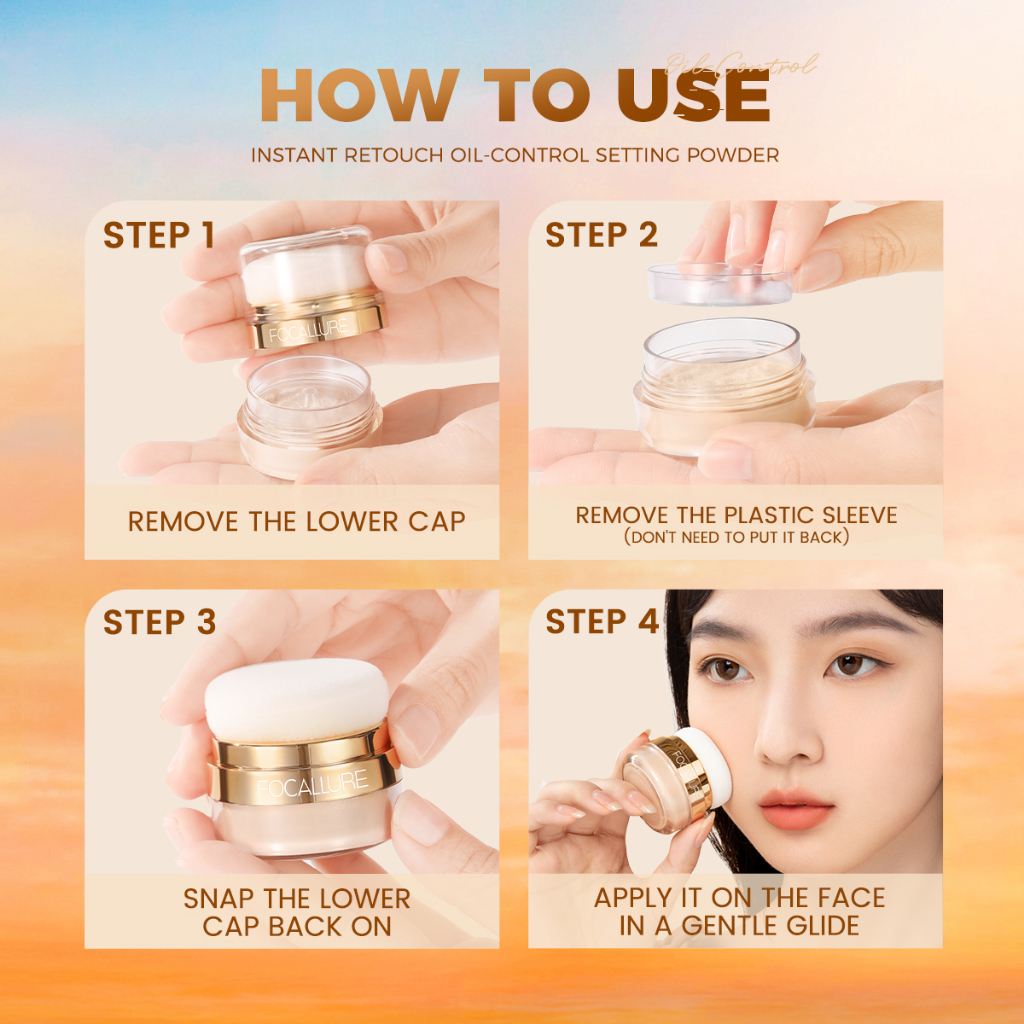 FOCALLURE Mushroom Head Matte Bedak Tabur Blush Instant Retouch Oil-control Setting Powder Loose Pwder Long-lasting Lighweight Breathable Powder