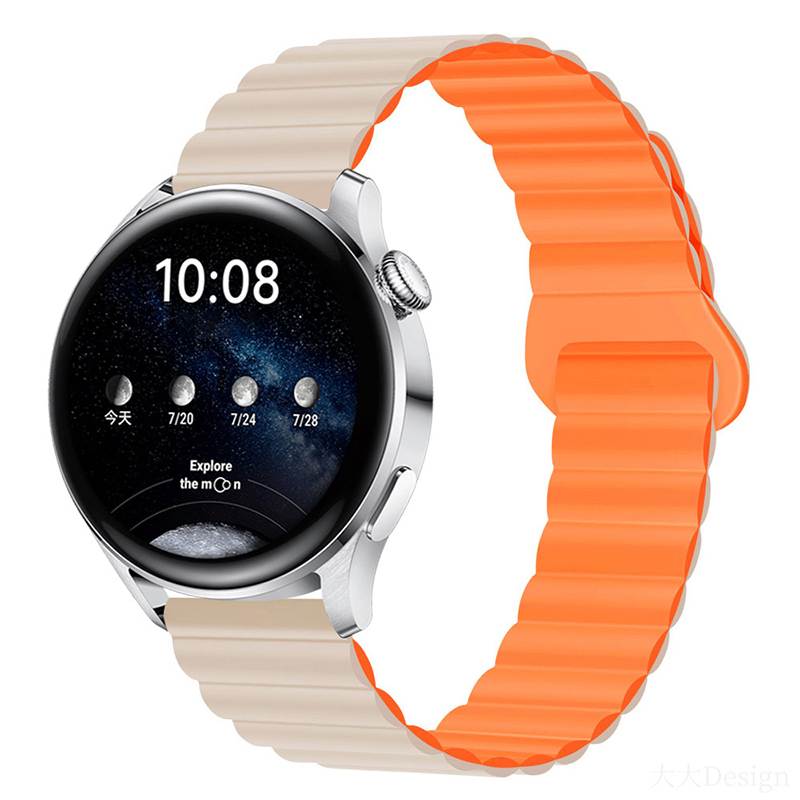 Strap Samsung Watch Huawei GT2/4/6/PRO Two-color Silicone Magnetic Back Loop 20/22mm Watch Strap