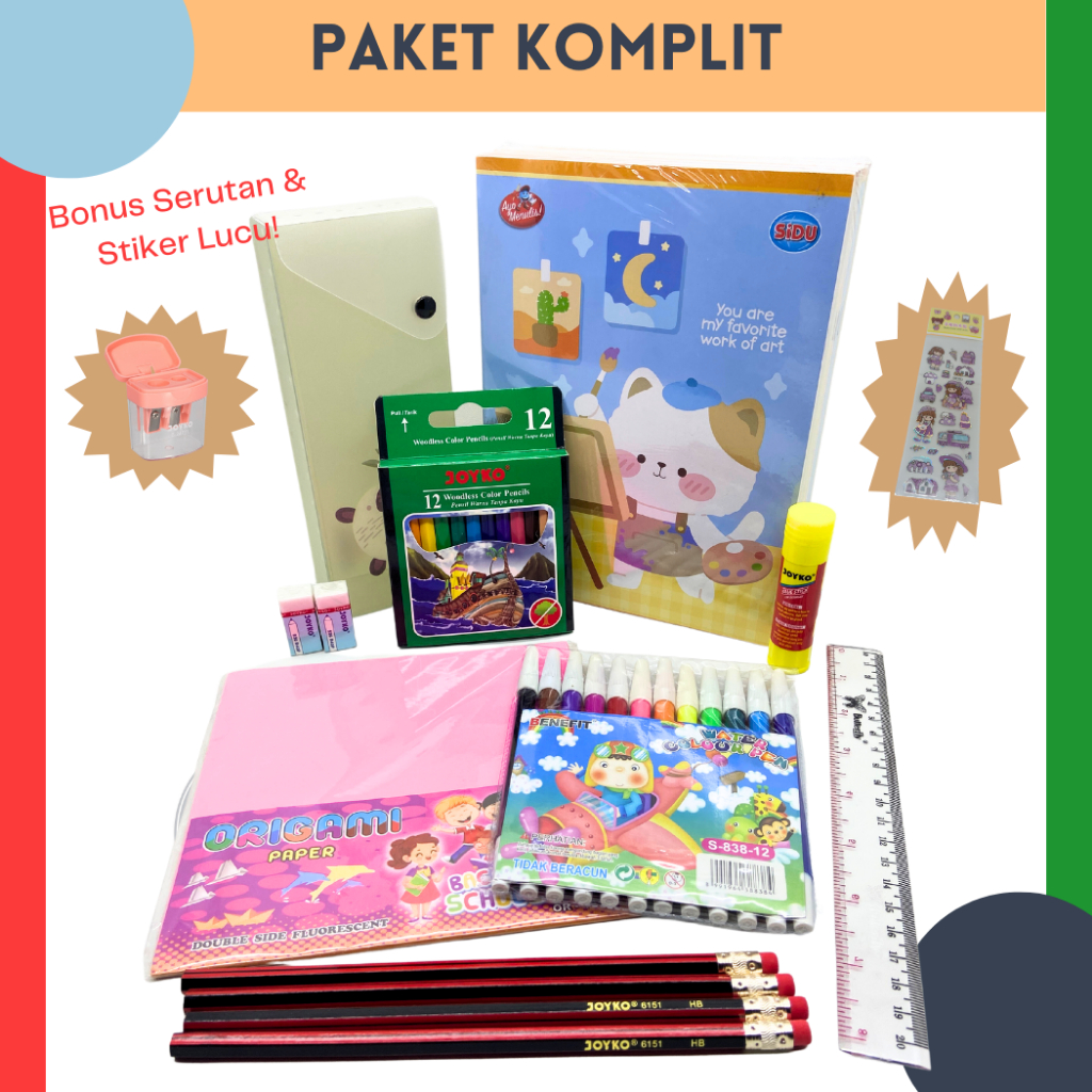 

Paket Komplit Alat Tulis Sekolah SD Buku Pensil Penghapus Joyko BONUS 2