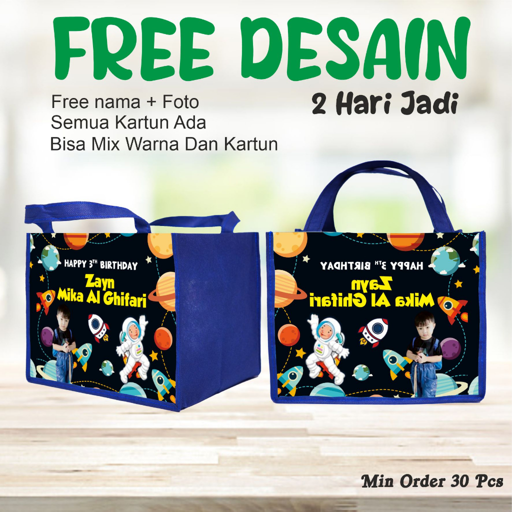 

PAKET 50 PCS MUAT BENTO/GOODIE BAG BERCOSTUM/BINGKISAN ULANG TAHUN/FREE DESAIN