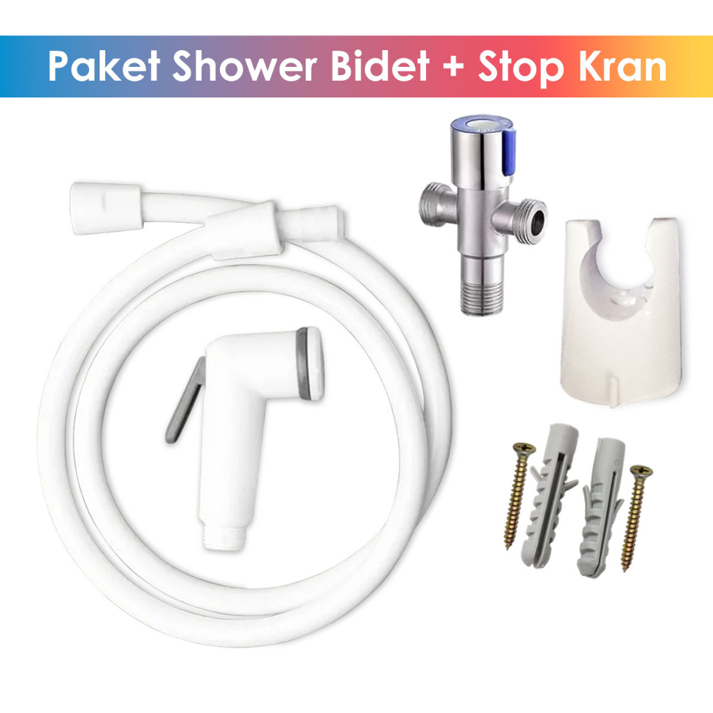 Set Jet Shower Toilet Lengkap + Kran / Shower Semprotan Cebok WC / Set Jet Shower Closet / Set Jet Shower Bidet Cebok Spray Bidet Shower