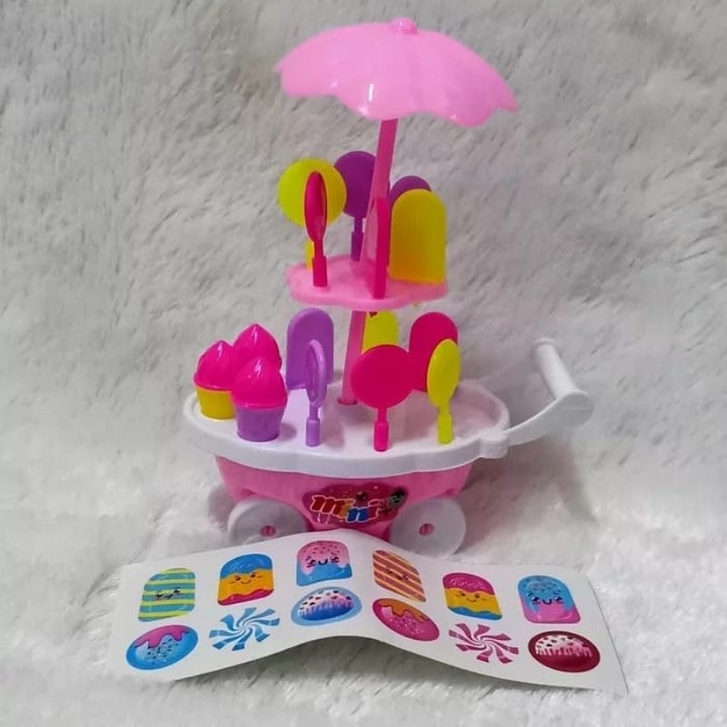Mainan kereta es krim set mainan es kereta dorong es krim gerobak es krim mainan es krim set sedang