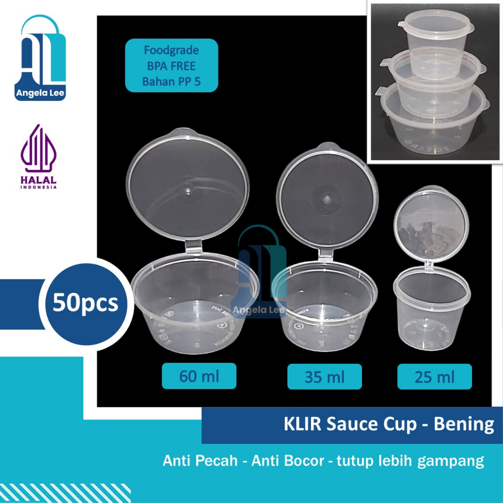 KLIR Sauce Cup Tempat Saus Sambal Thinwall Cup Plastik 25/35/60ml 50pcs Anti Pecah Bocor