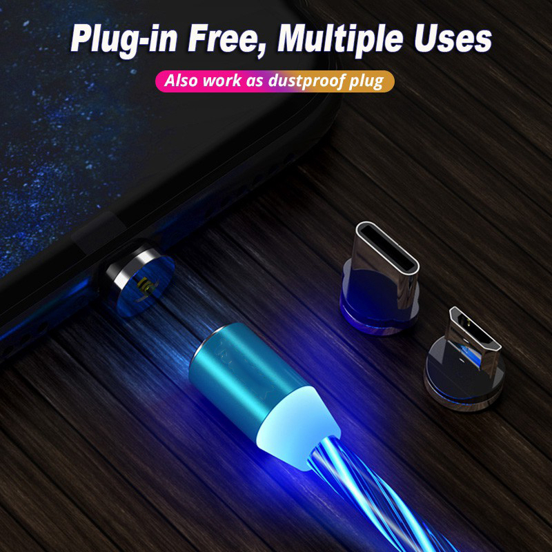 Clink New upgrade Magnetic Charging Cable  3IN1 Run Led / Flowing Led Charging Cable / Android Micro USB / Type-C/Lightning IOS