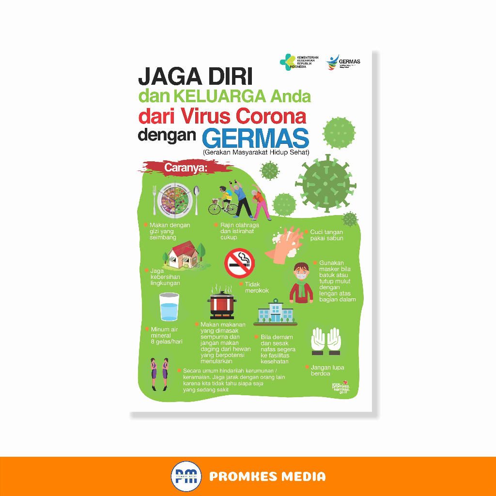 

Poster Kesehatan, Jaga Diri & Keluarga dari Virus, Mencegah Virus C19