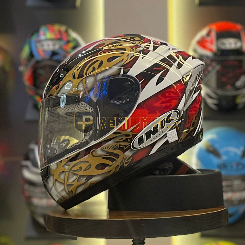 HELM INK CL PRIMO #2 WHITE RED GOLD / HELM FULL FACE / HELM MOTIF / HELM DEWASA