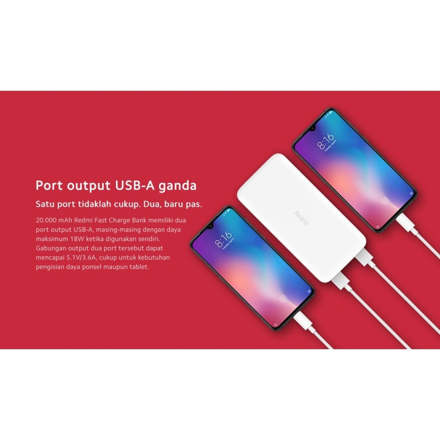 Mi Redmi Power Bank 20000mAh 18W Fast Charge - Garansi Resmi