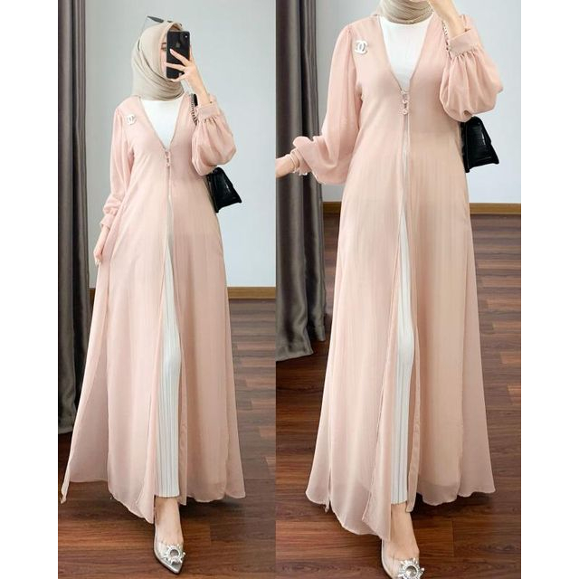 Diora long outer cardigan panjang ceruty terbaru rompi muslimah kekinian