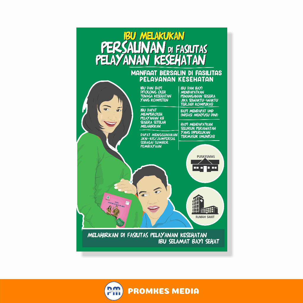 

Poster Kesehatan, 12 Indikator Keluarga Sehat, Persalinan Ibu di Fasilitas Pelayanan Kesehatan