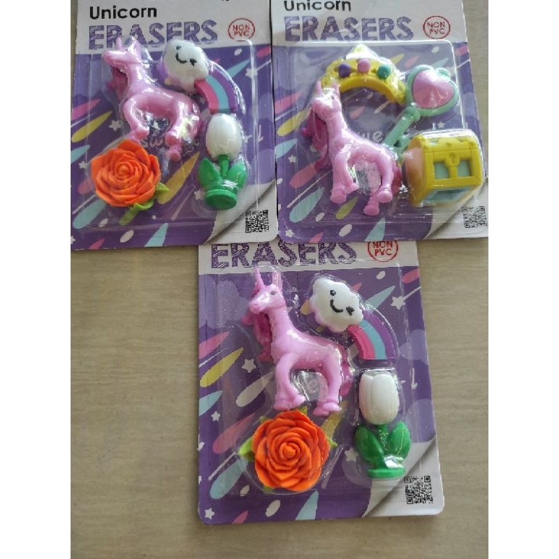 

2 set penghapus qiaho sensori kuda poni_fancy unicorn eraser