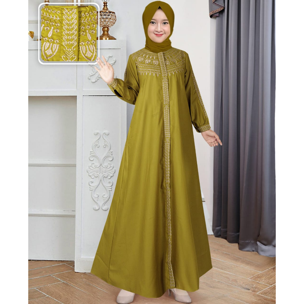 Gamis Anak Bahan Katun Toyobo Bordir | Gamis Bordir Anak Terbaru |Gamis Toyobo Anak