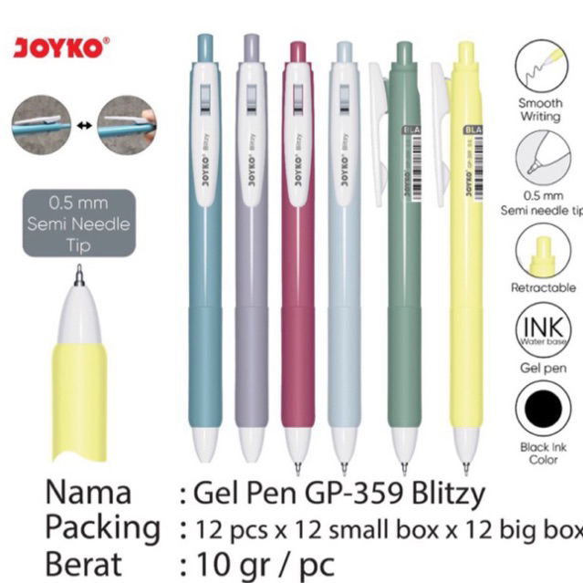 

( 1pcs ) Pulpen gel Blitzy / Bolpen Gel / Pen Jel Joyko Blitzy GP-359 Gp 359 harga 1 pcs