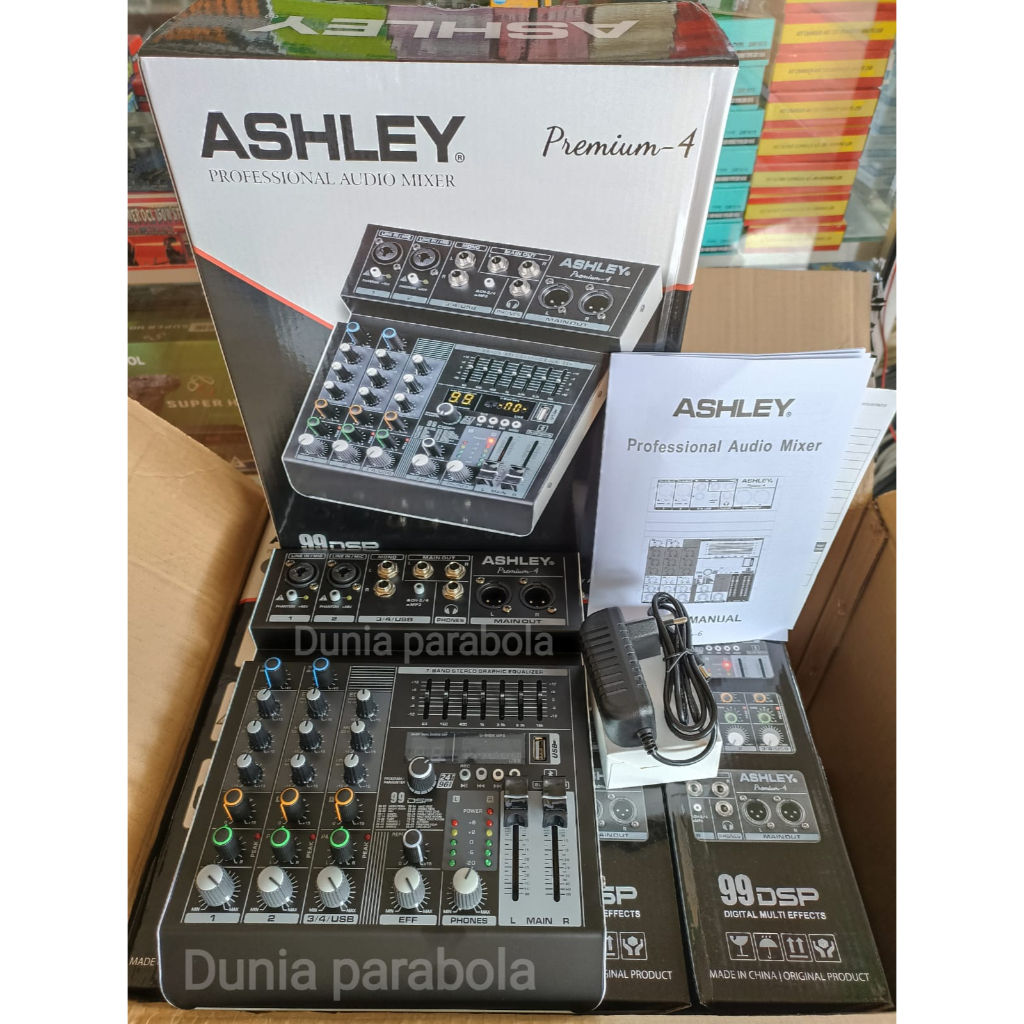 Mixer Ashley Premium 4 - Hardwell Reverb 4 Original 4 Channel Bluetooth - USB With Soundcard