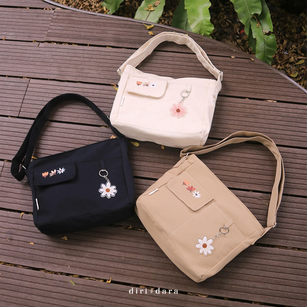 DIRIDARA Bloom Sling Bag Medium - Sling Bag Kanvas Wanita - Tas Kanvas Korean Style