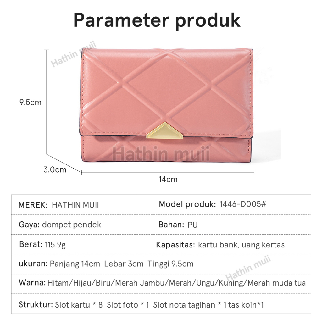 Hathin muii - dompet wanita fashion korea impor twill tigakali lipatDompet paniang Wanita Quilted Women Lipat Wallet