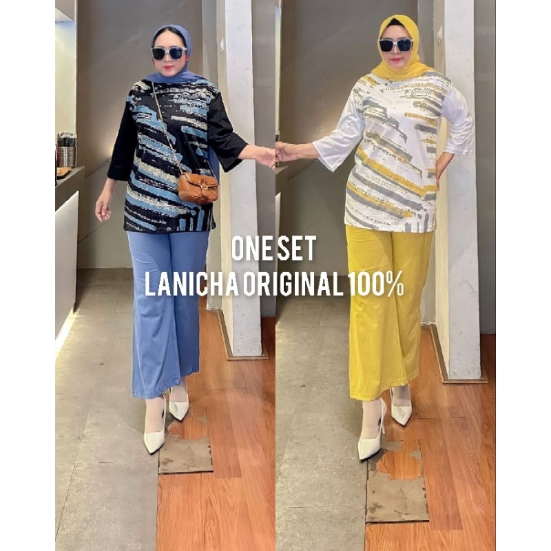 VRN ID - ONE KAOS LANICHA OUTFIT/ ONE SET WANITA/SET LANICHA/SETELAN KAOS LANICHA/SET TELAN OVERSIZE