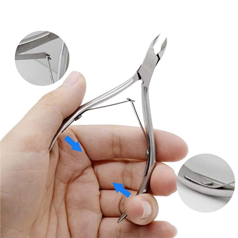 1 Set Nail Art Cuticle Nipper Pusher Stainless Steel Gunting Pengelupasan