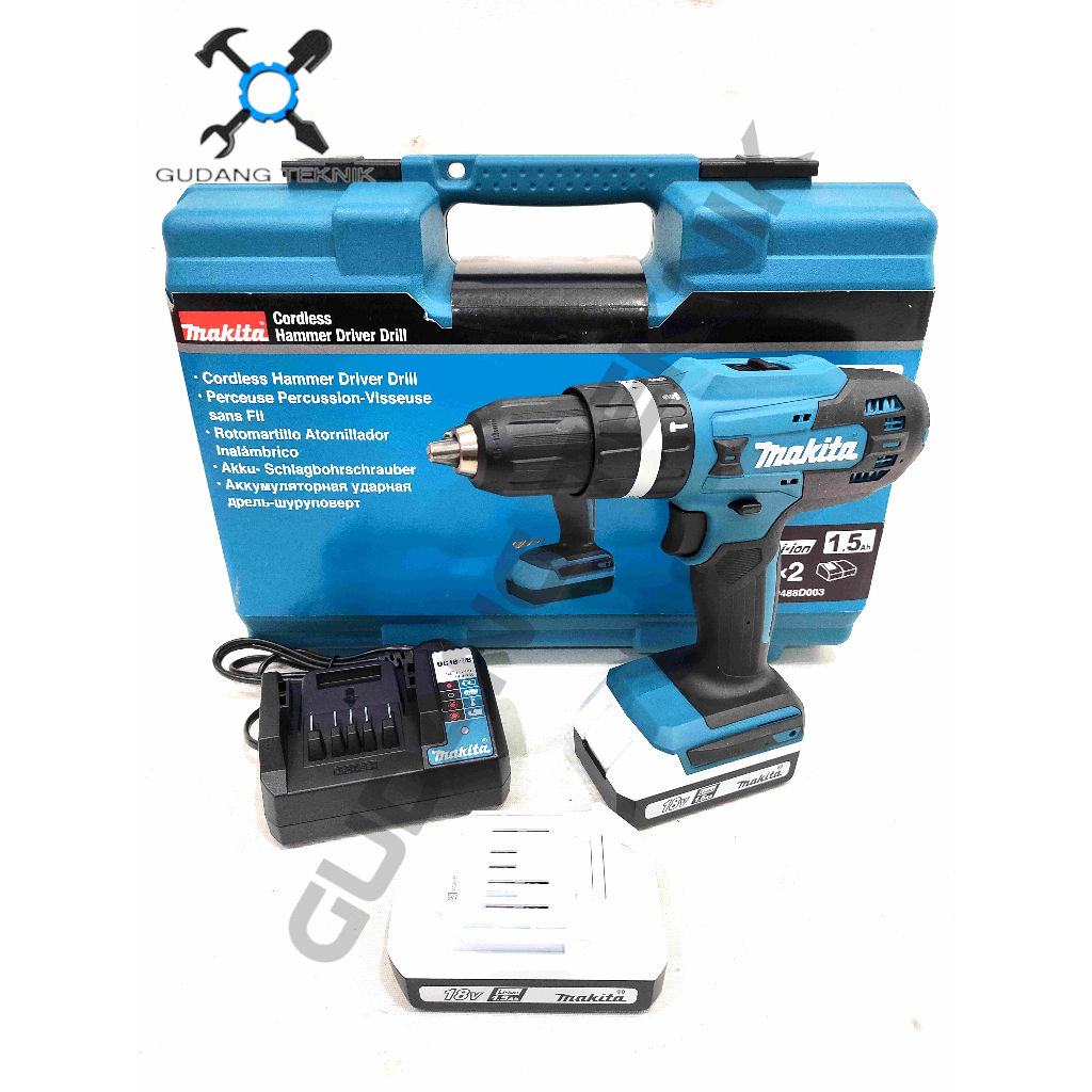 Mesin Bor CORDLESS 13mm HP488D MAKITA /  Mesin Bor Tangan BATERAI 13 mm HP 488D - CORDLESS Drill HP-488D MAKITA