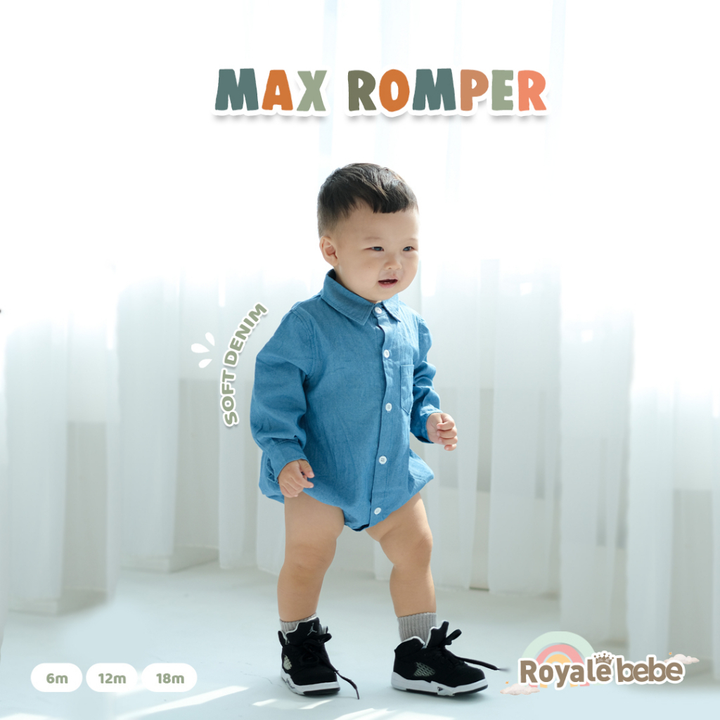 Royale Bebe Max Romper Jumper Kemeja Denim Anak Laki-Laki