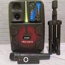 Speaker Karaoke bluetooth Fleco F-8809 LED 8,5 inch/ free mic wireless+remote+standing full bass