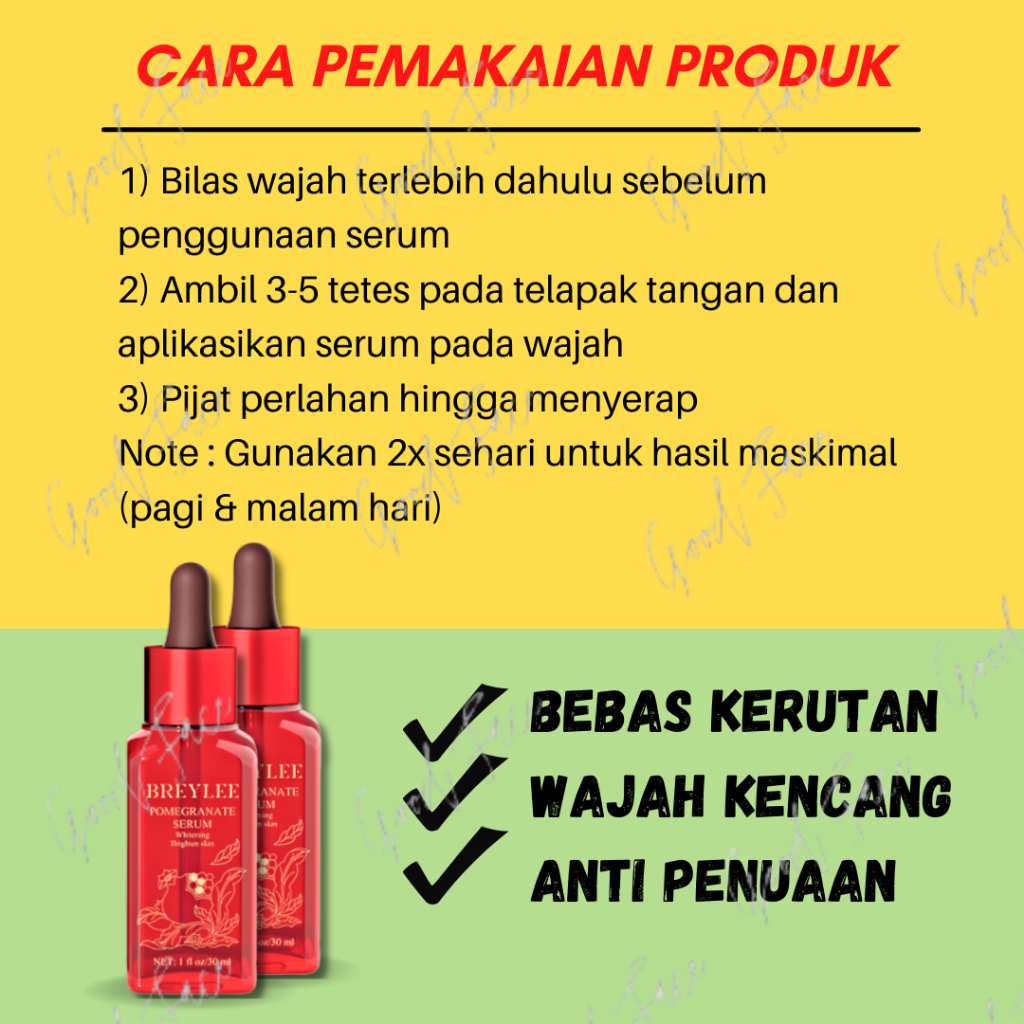 Serum Pemutih Wajah Glowing BREYLEE Pomegranate Serum - Breylee Serum Whitening , Melembabkan, Mencerahkan &amp; Anti-Aging (30 ml)