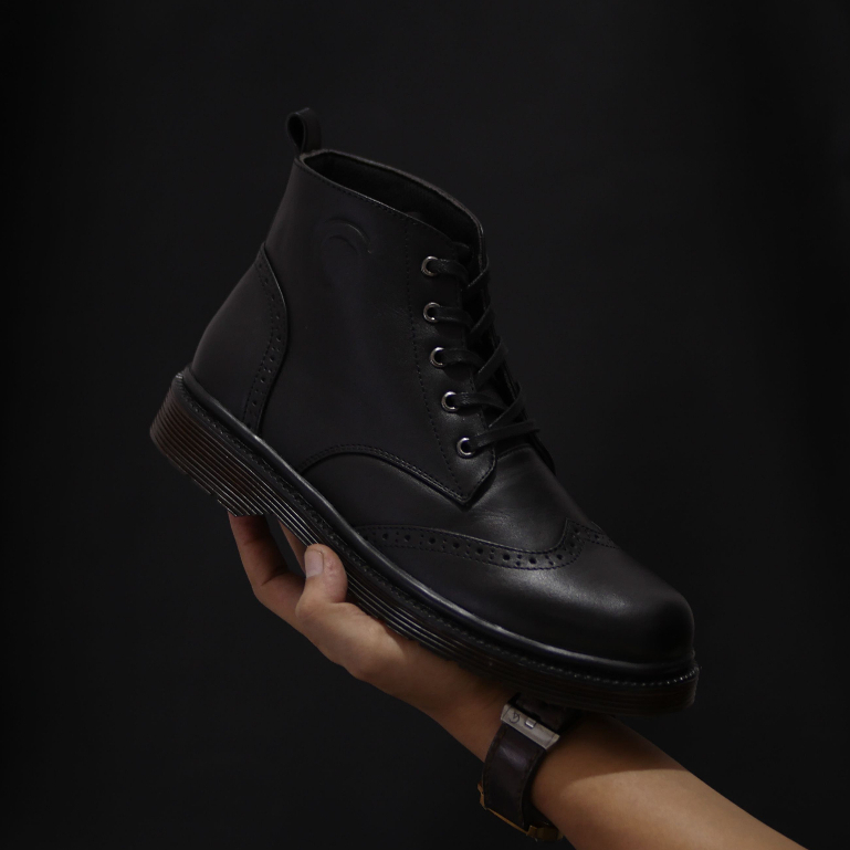 Sepatu Boots Pria Kulit Asli Kerja Kantor Dinas Sekolah Formal Shoes Pantofel Cowok Laki Ori Greata Pelllife Black