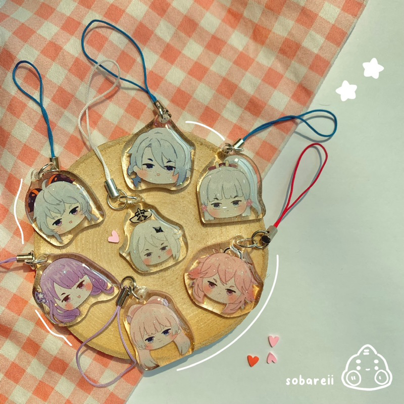 genshin impact phonestrap [sobareii] epoxy keychain gantungan kunci