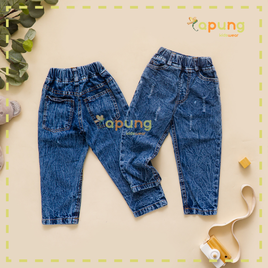 (Capung Kidswear) Celana Jeans Anak Laki-laki Panjang Ripped 1-6 Tahun