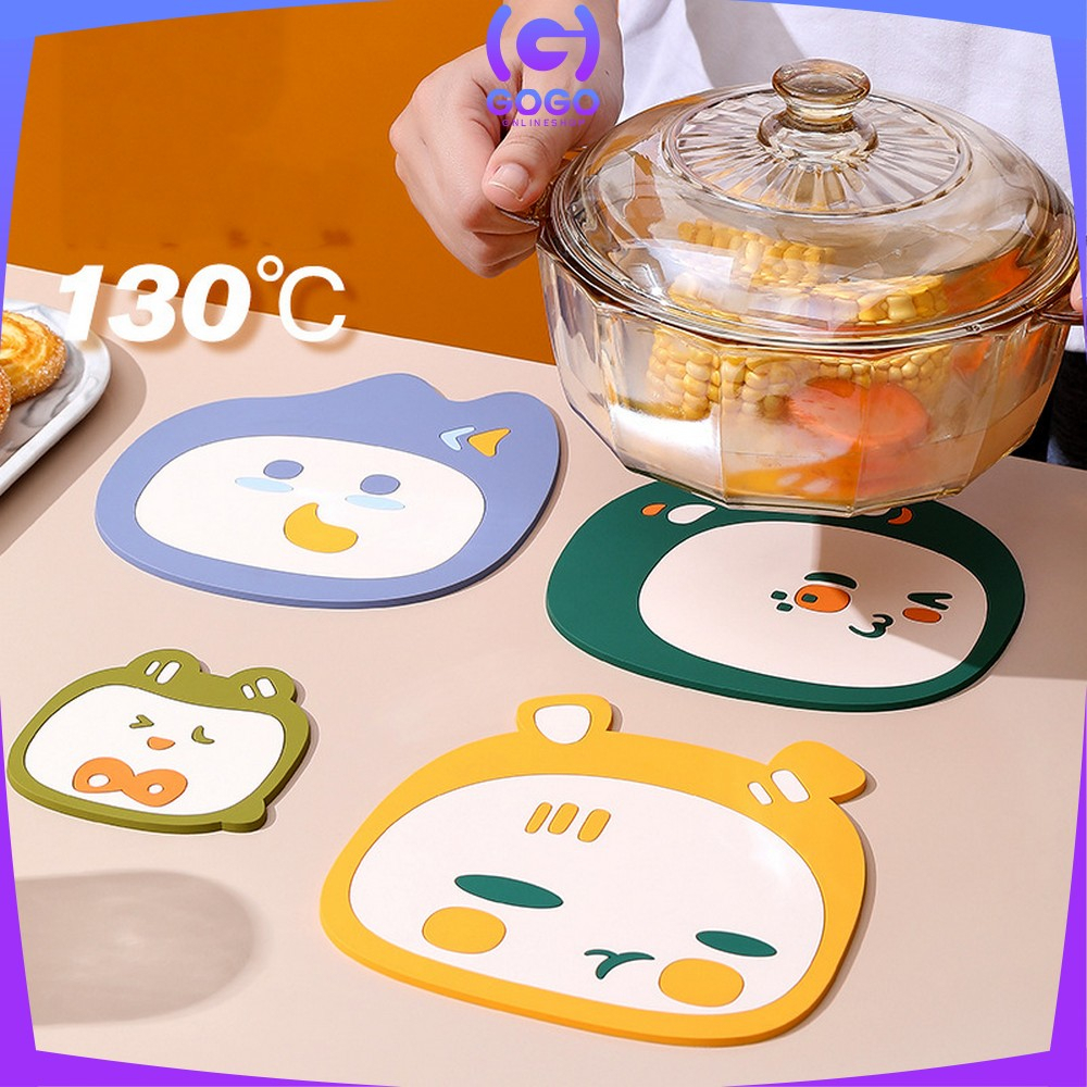 GOGO-C868 Tatakan Gelas Silikon Motif Karakter Lucu Tahan Panas Serbaguna / Tatakan Alas Panci Panas Placemat Anti Panas / Coaster Kartun Anti Licin Multifungsi Import