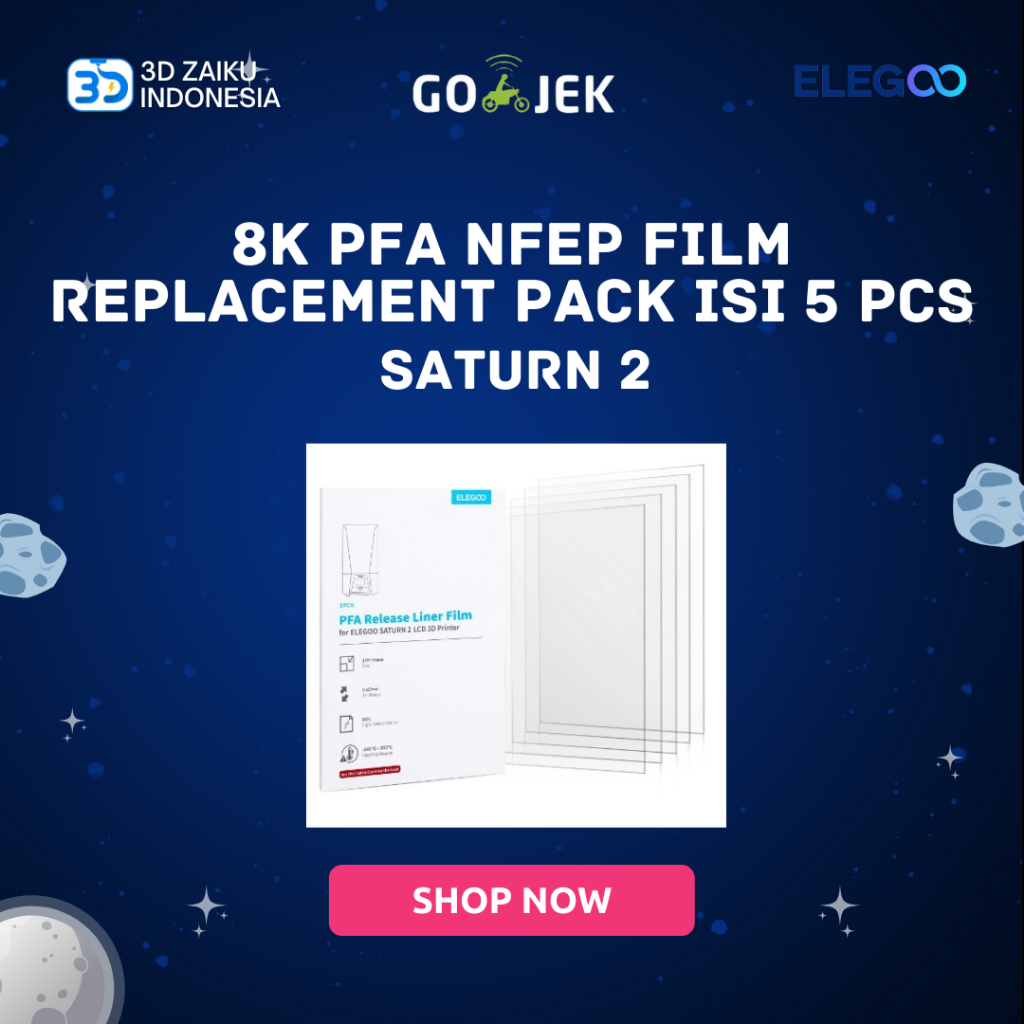 Original ELEGOO Saturn 2 8K PFA NFEP Film Replacement Pack Isi 5 Pcs