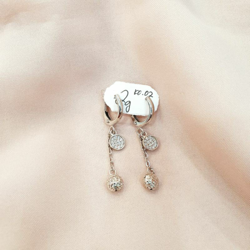 Anting jepit emas putih emas asli kadar 375 8K