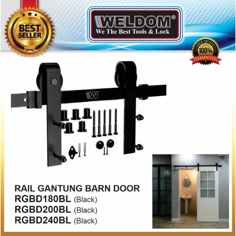 Rel Sleding Pintu Gantung Rail Barn Door Satu Set