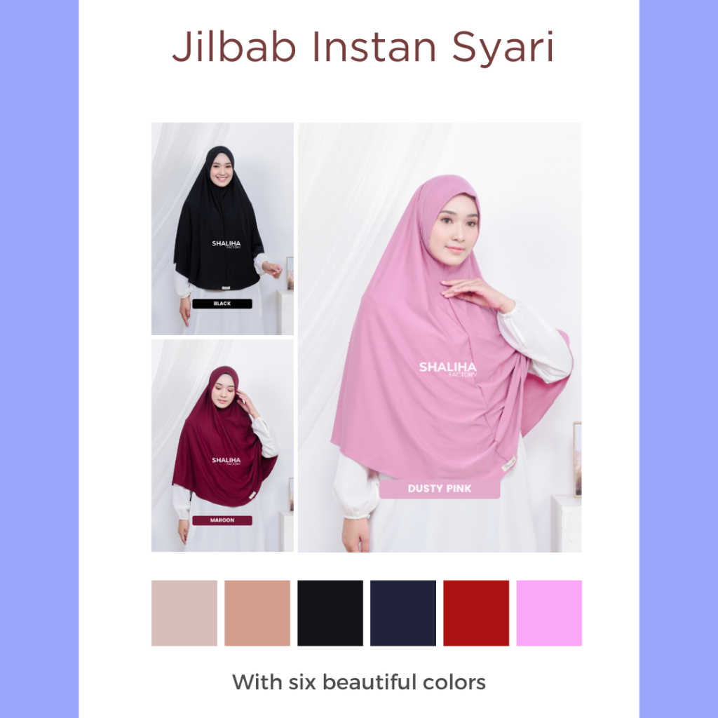 Jilbab Kerudung Instan Model Syari 9 Varian Warna