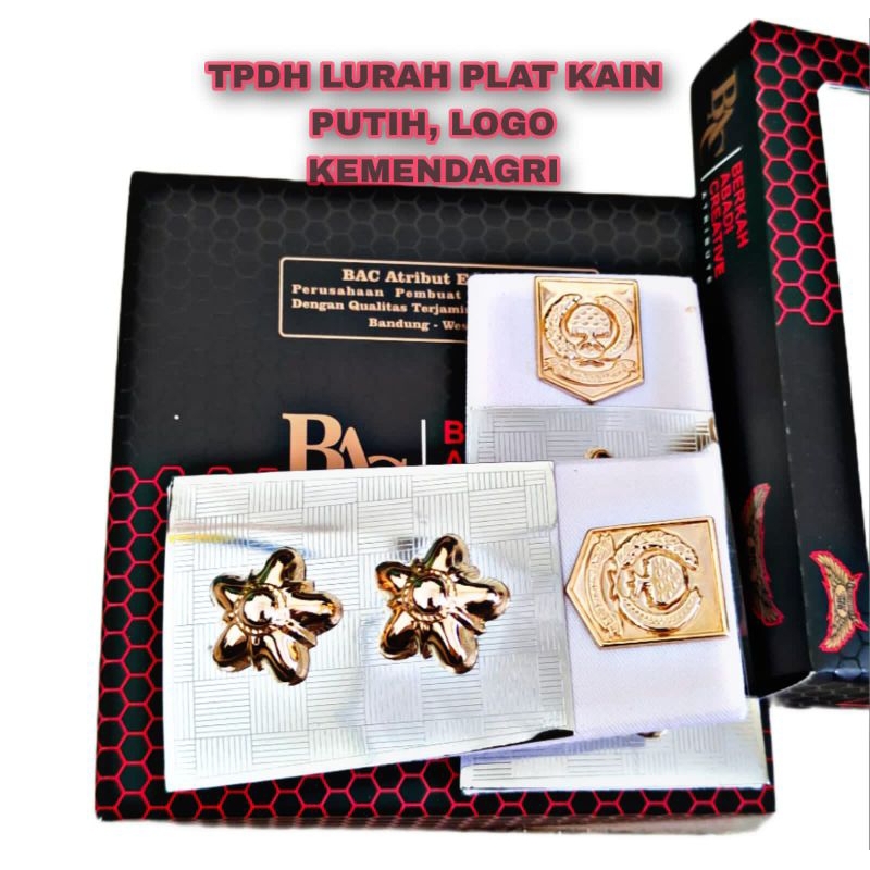 Pangkat pdh lurah plat kain Putih untuk baju putih sesuai Permendagr