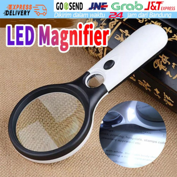 

Unik Magnifier Gelas Lampu 3 LED Pembesar 2 Kaca 3X 45X Lup Handheld Zoom Limited