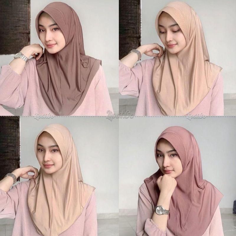 Hijab Bergo Sport( Logo Hamida) Sporty Jersey Wanita Jersey spandek Sport Instan//Volly Olahraga