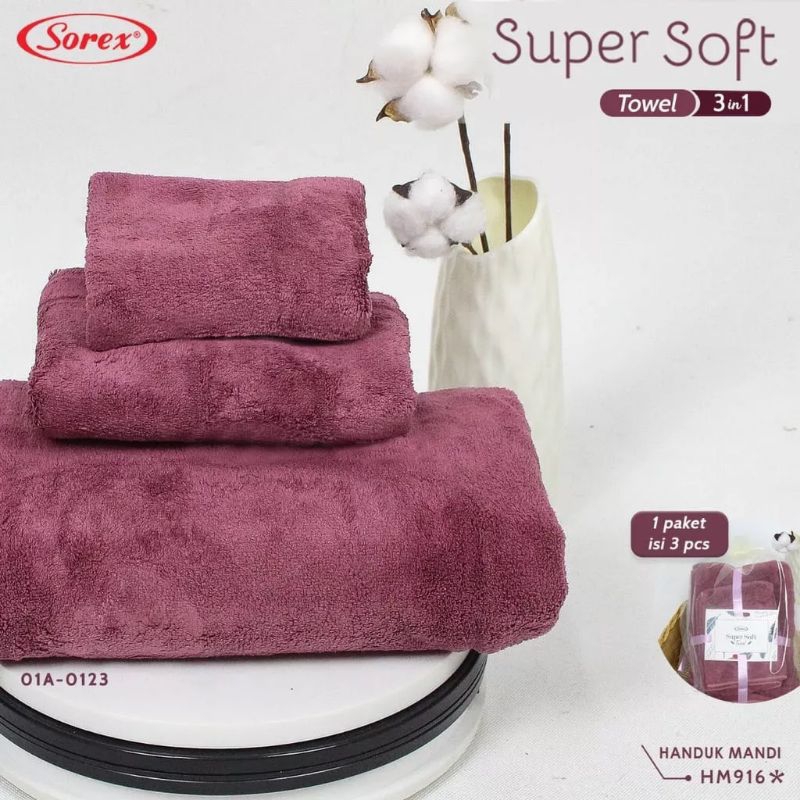 Handuk Sorex HM916 - Handuk Set 3in1 Super Soft Towel