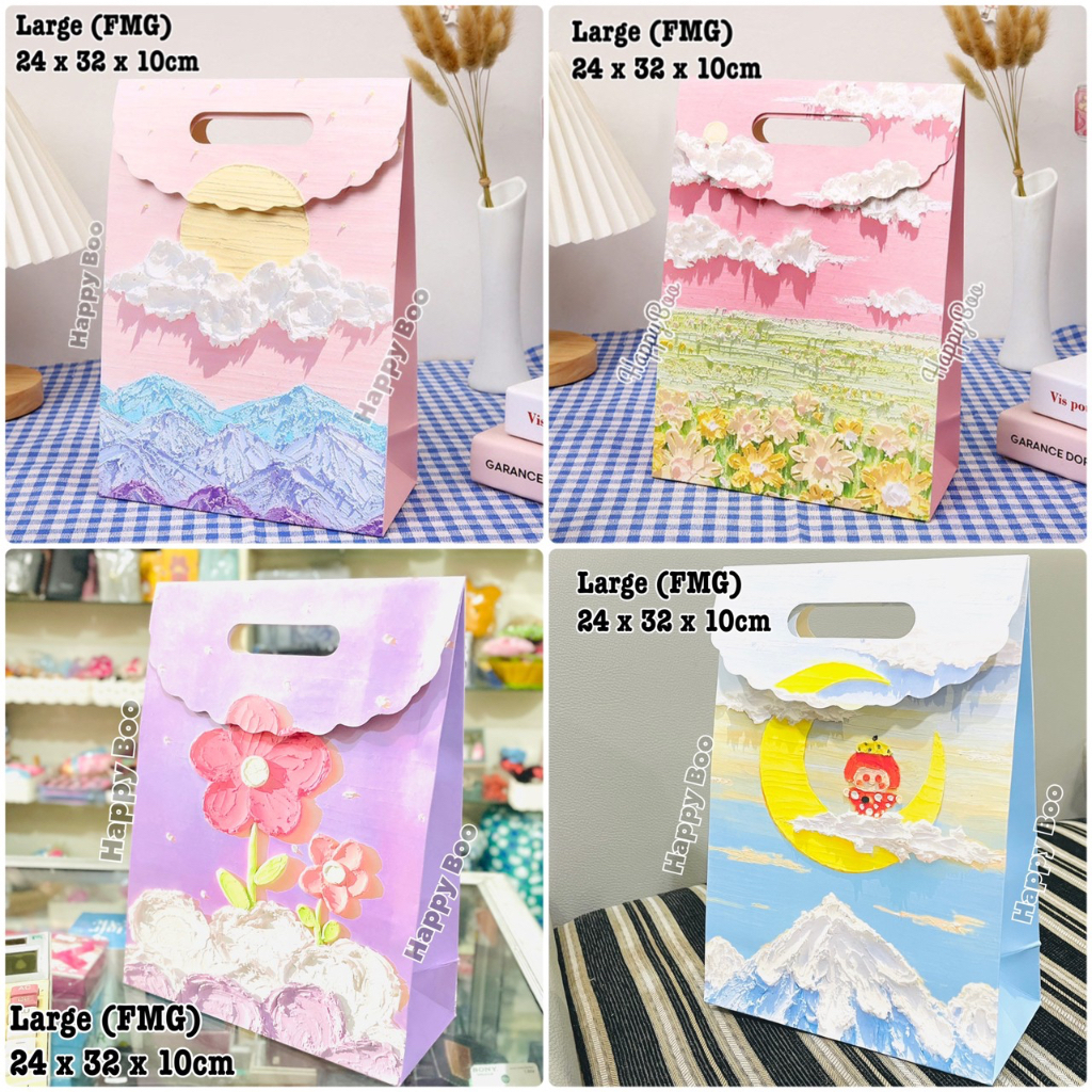 bag paper besar large bag paper tutup paper bag pita tas kado tas kertas goodie bag FMG 32x24x10,5 cm besar