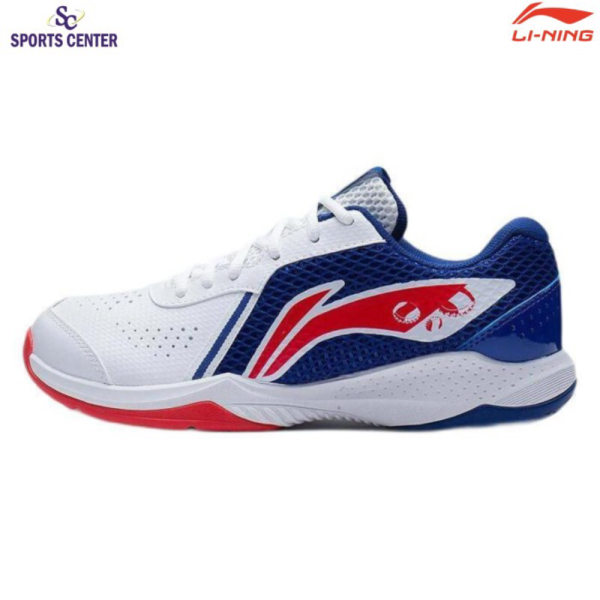 {MixaStore} New Sepatu Badminton Lining Lie Ting Lite AYTS020 White / Blue - 6.5 Diskon