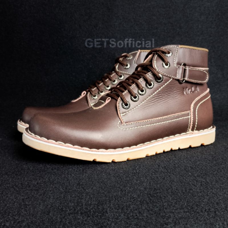 Sepatu Boots Pria Casual Jumbo Kulit Asli Sepatu Cowok Boots Terbaru Big Size 38-48 Model Kekinian