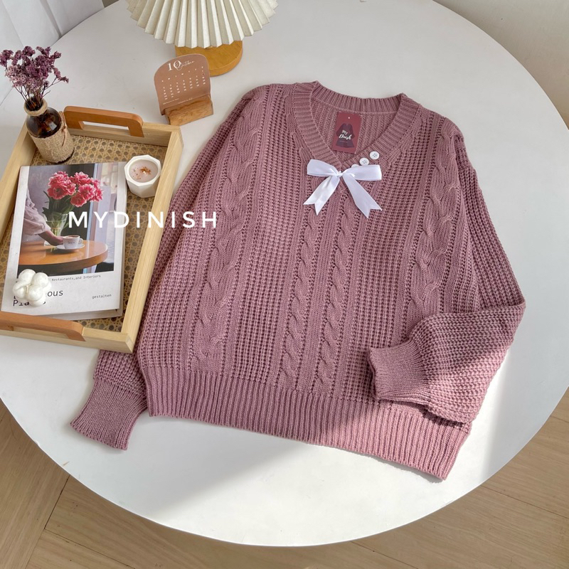 Zora Sweater Rajut Wanita Motif Pita